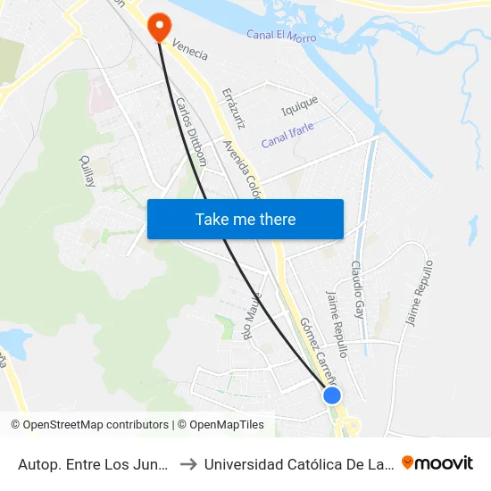 Autop. Entre Los Juncos Y Los Gladiolos to Universidad Católica De La Santísima Concepción map