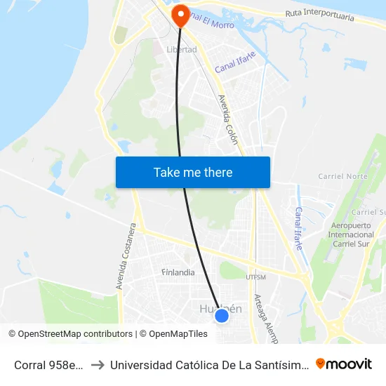Corral  958esq976 to Universidad Católica De La Santísima Concepción map