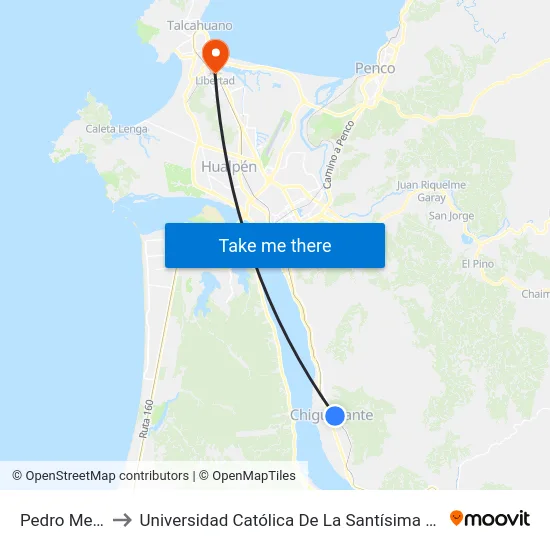 Pedro Medina to Universidad Católica De La Santísima Concepción map
