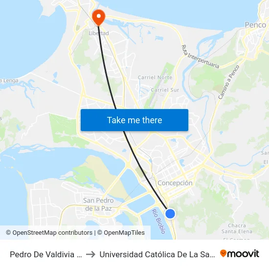 Pedro De Valdivia Esq Geswein to Universidad Católica De La Santísima Concepción map