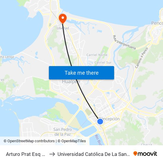 Arturo Prat Esq Los Carrera to Universidad Católica De La Santísima Concepción map