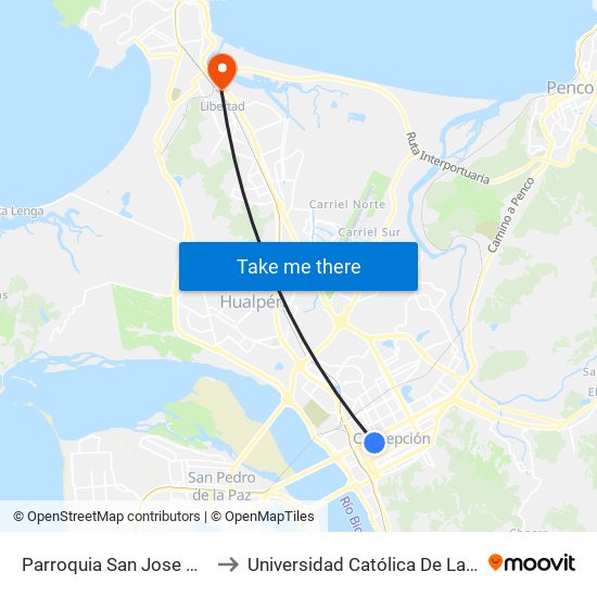 Parroquia San Jose  Maipu Esq Lincoyan to Universidad Católica De La Santísima Concepción map