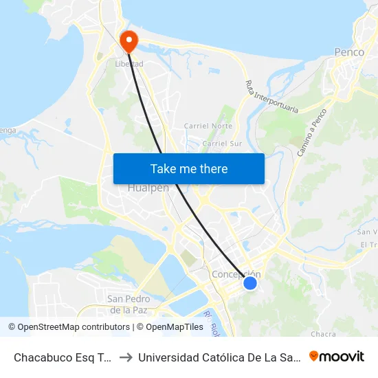 Chacabuco Esq Tucapel  Norte to Universidad Católica De La Santísima Concepción map