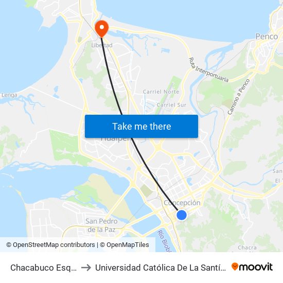 Chacabuco Esq Lincoyan to Universidad Católica De La Santísima Concepción map