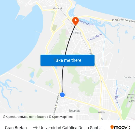 Gran Bretana  5691 to Universidad Católica De La Santísima Concepción map