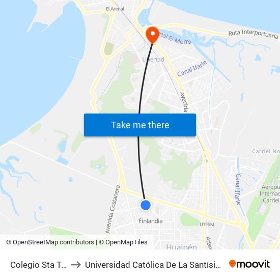 Colegio Sta Teresita to Universidad Católica De La Santísima Concepción map