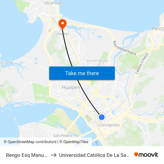 Rengo Esq Manuel Rodriguez to Universidad Católica De La Santísima Concepción map