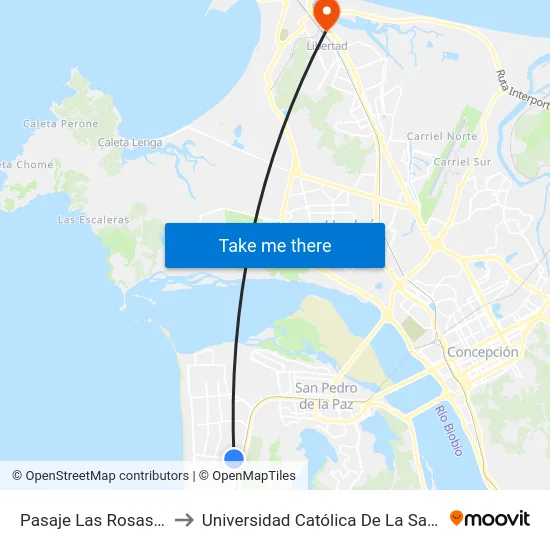 Pasaje Las Rosas Esq Tucapel to Universidad Católica De La Santísima Concepción map