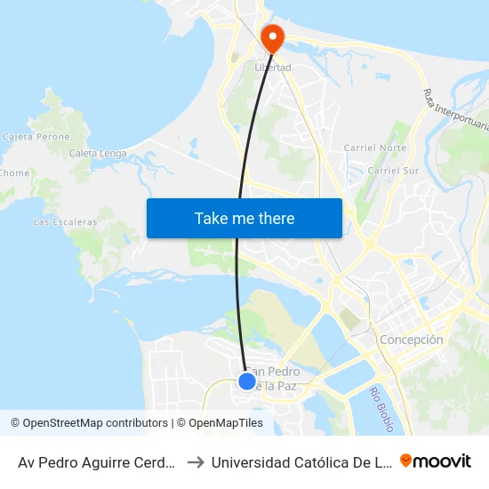 Av Pedro Aguirre Cerda Esq Los Claveles  Sur to Universidad Católica De La Santísima Concepción map