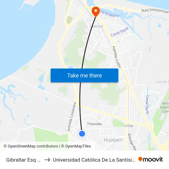 Gibraltar Esq Monaco to Universidad Católica De La Santísima Concepción map