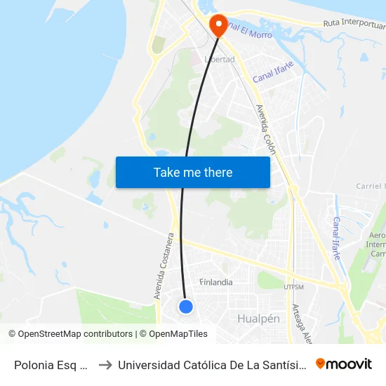 Polonia Esq Monaco to Universidad Católica De La Santísima Concepción map