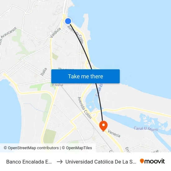Banco Encalada Esq Maipu  Norte to Universidad Católica De La Santísima Concepción map