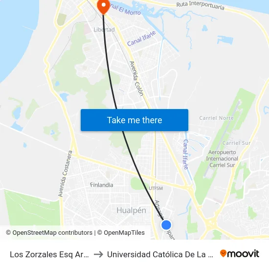 Los Zorzales Esq Arteaga Alemparte to Universidad Católica De La Santísima Concepción map