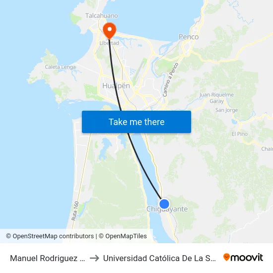 Manuel Rodriguez Esq Guacolda to Universidad Católica De La Santísima Concepción map