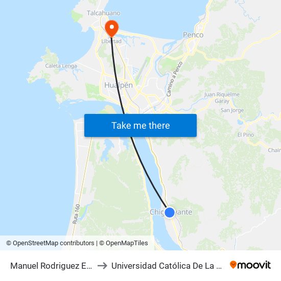 Manuel Rodriguez Esq Los Cipreses to Universidad Católica De La Santísima Concepción map