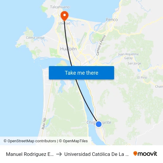 Manuel Rodriguez Esq Sto Domingo to Universidad Católica De La Santísima Concepción map