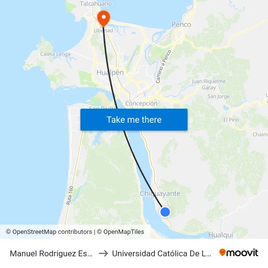 Manuel Rodriguez Esq Esperanza  Oriente to Universidad Católica De La Santísima Concepción map