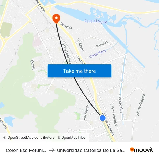 Colon Esq Petunias  Poniente to Universidad Católica De La Santísima Concepción map