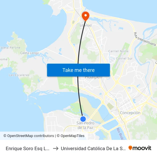 Enrique Soro Esq Los Cipreses  Sur to Universidad Católica De La Santísima Concepción map