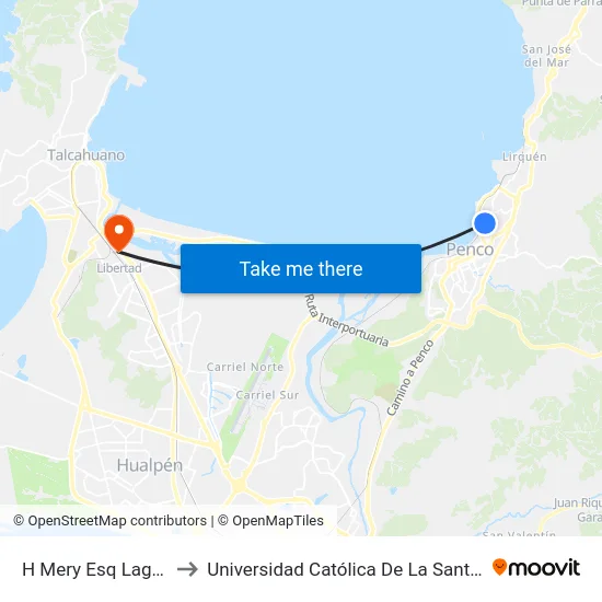 H Mery Esq Lago Rupanco to Universidad Católica De La Santísima Concepción map