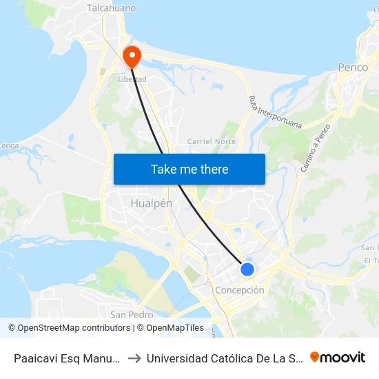 Paaicavi Esq Manuel Bulnes  Norte to Universidad Católica De La Santísima Concepción map