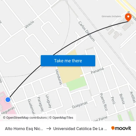 Alto Horno Esq Nicaragua  Poniente to Universidad Católica De La Santísima Concepción map