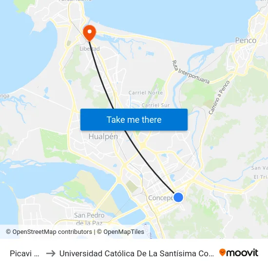 Picavi 358 to Universidad Católica De La Santísima Concepción map