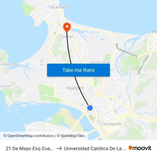 21 De Mayo Esq Cuarto Centenario  Sur to Universidad Católica De La Santísima Concepción map