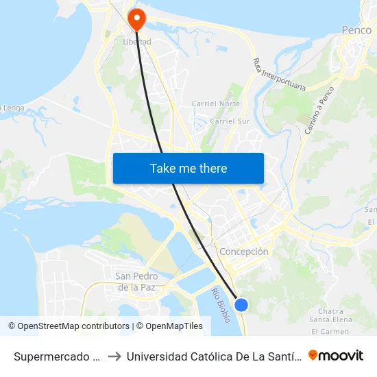 Supermercado Sta Isabel to Universidad Católica De La Santísima Concepción map