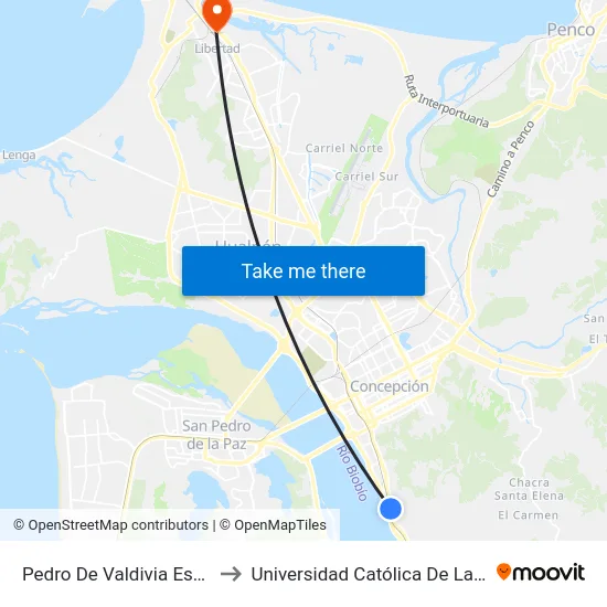 Pedro De Valdivia Esq Sanders  Poniente to Universidad Católica De La Santísima Concepción map
