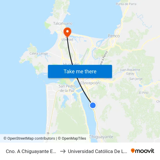 Cno. A Chiguayante Esq Errazuriz  Poniente to Universidad Católica De La Santísima Concepción map