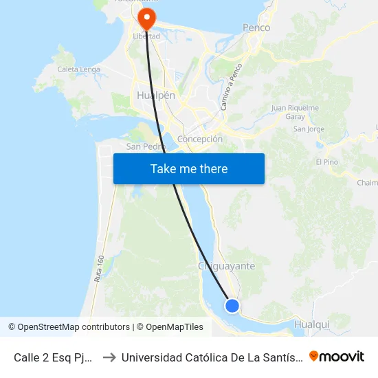 Calle 2 Esq Pje 4  Norte to Universidad Católica De La Santísima Concepción map