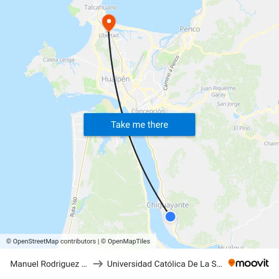 Manuel Rodriguez Esq A. Labarca to Universidad Católica De La Santísima Concepción map