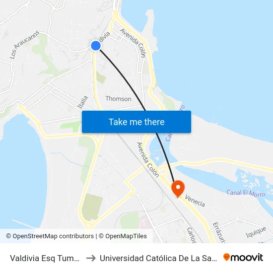 Valdivia Esq Tumbes  Poniente to Universidad Católica De La Santísima Concepción map