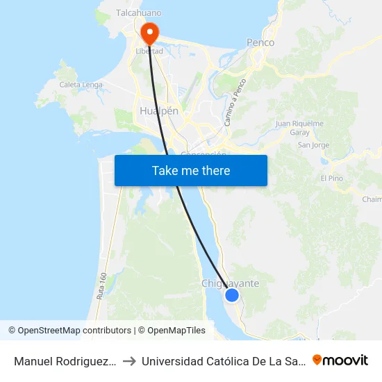Manuel Rodriguez Esq Libertad to Universidad Católica De La Santísima Concepción map