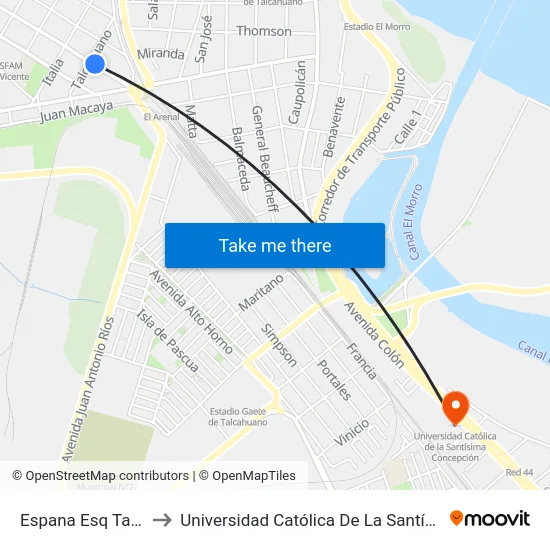 Espana Esq Talcahuano to Universidad Católica De La Santísima Concepción map