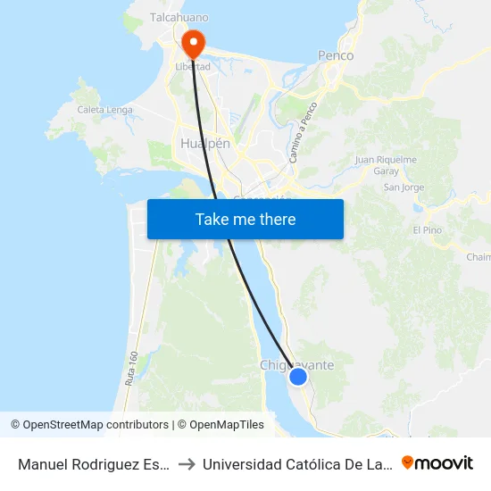 Manuel Rodriguez Esq Pinares  Poniente to Universidad Católica De La Santísima Concepción map