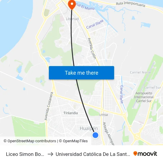 Liceo Simon Bolivar  Norte to Universidad Católica De La Santísima Concepción map
