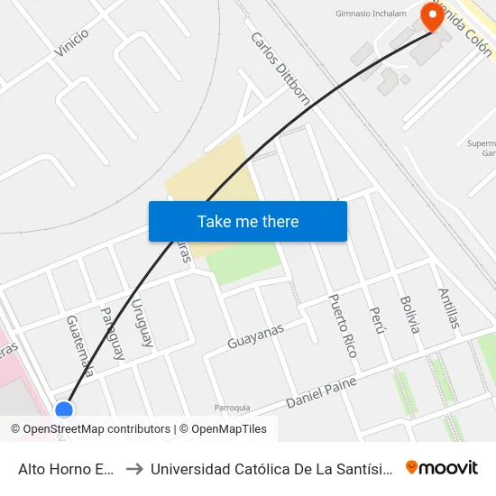 Alto Horno Esq Haiti to Universidad Católica De La Santísima Concepción map