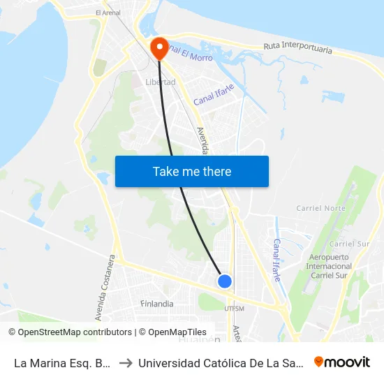 La Marina Esq. Banco Estado to Universidad Católica De La Santísima Concepción map