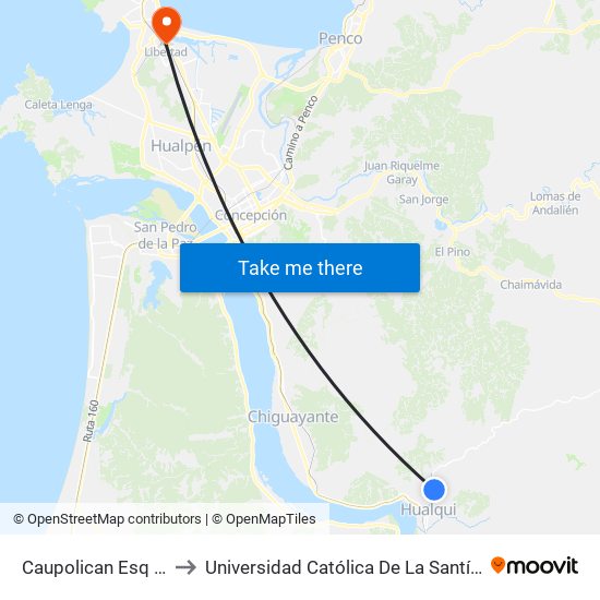 Caupolican Esq Colo Colo to Universidad Católica De La Santísima Concepción map