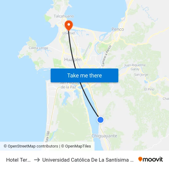 Hotel Terrano to Universidad Católica De La Santísima Concepción map