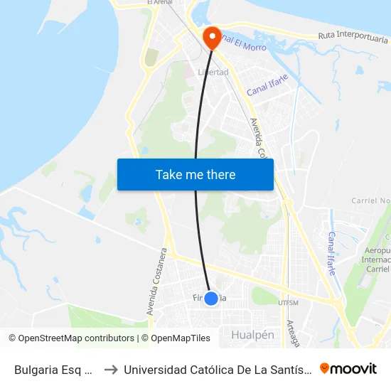 Bulgaria Esq Finlandia to Universidad Católica De La Santísima Concepción map