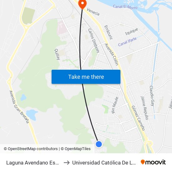 Laguna Avendano Esq Laguna Lo Galindo to Universidad Católica De La Santísima Concepción map