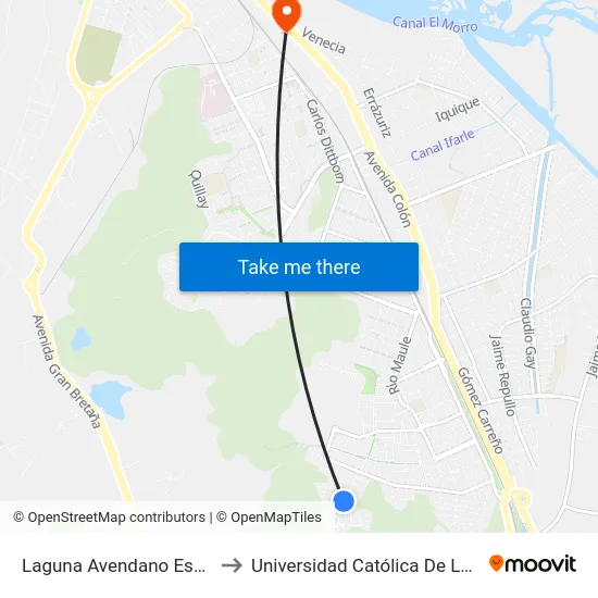 Laguna Avendano Esq Laguna Lo Galindo to Universidad Católica De La Santísima Concepción map
