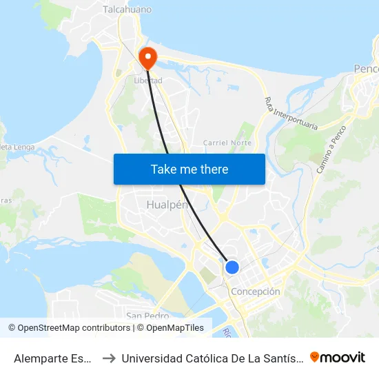 Alemparte Esq Ejercito to Universidad Católica De La Santísima Concepción map