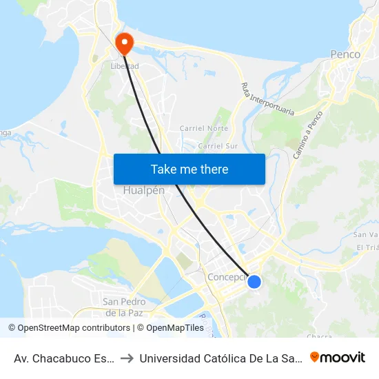 Av. Chacabuco Esq. Arco Udec to Universidad Católica De La Santísima Concepción map