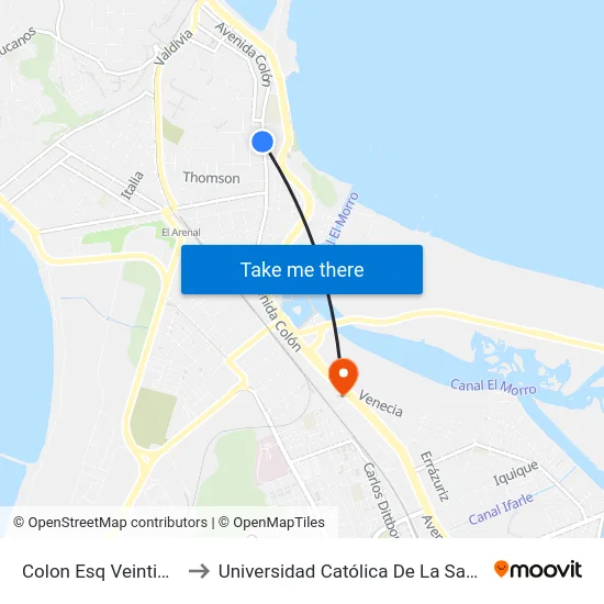 Colon Esq Veintiuno De Mayo to Universidad Católica De La Santísima Concepción map