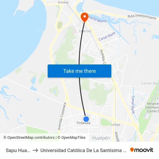 Sapu Hualpen to Universidad Católica De La Santísima Concepción map