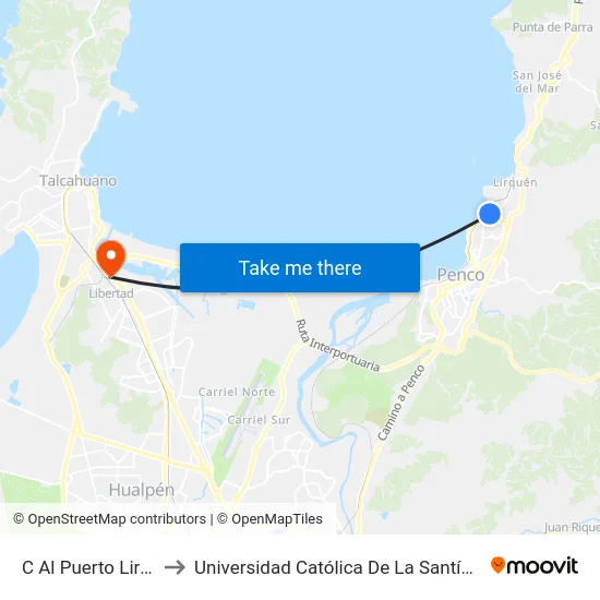 C Al Puerto Lirquen  Sur to Universidad Católica De La Santísima Concepción map